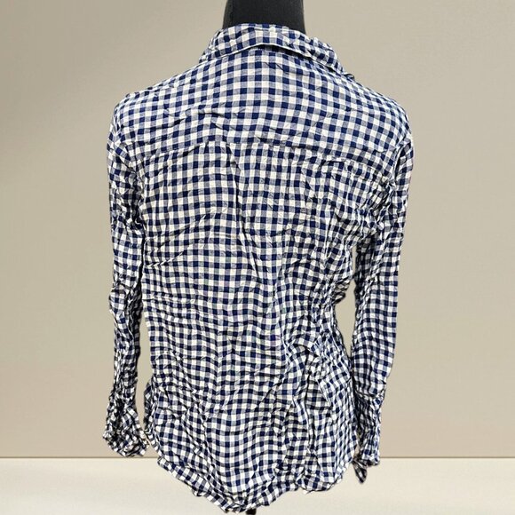 Navy and White Gingham Button-Up Shirt - Picture 2 of 2